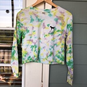 Victorias Secret PINK Crop Top Long Sleeve Tie Dye
